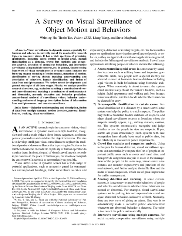(PDF) A Survey on Visual Surveillance of Object Motion and Behaviors ...