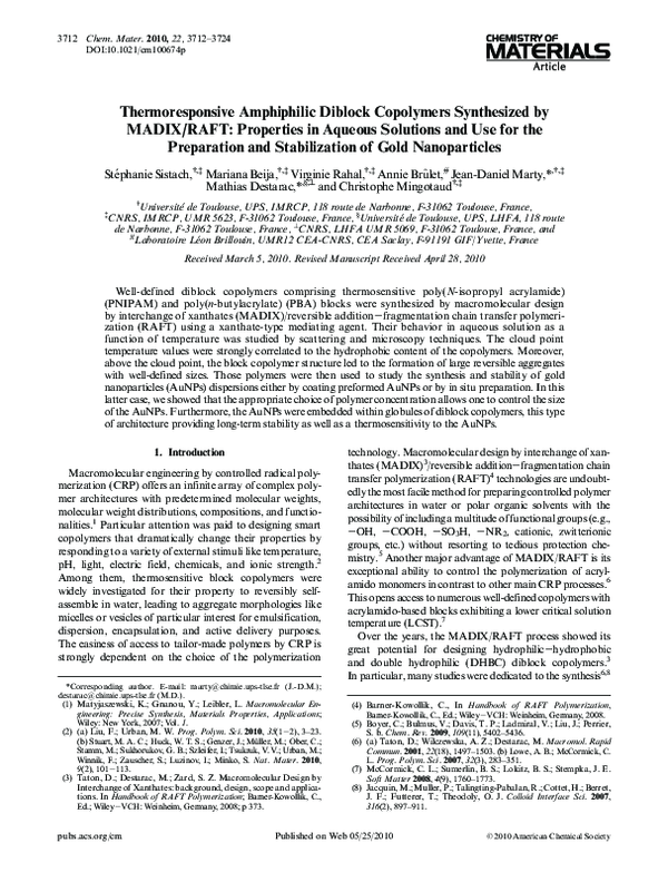 (PDF) Thermoresponsive Amphiphilic Diblock Copolymers Synthesized by ...