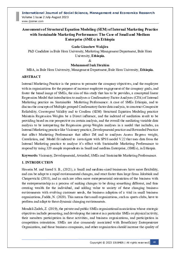 (PDF) Assessments of Structural Equation Modeling (SEM) of Internal ...