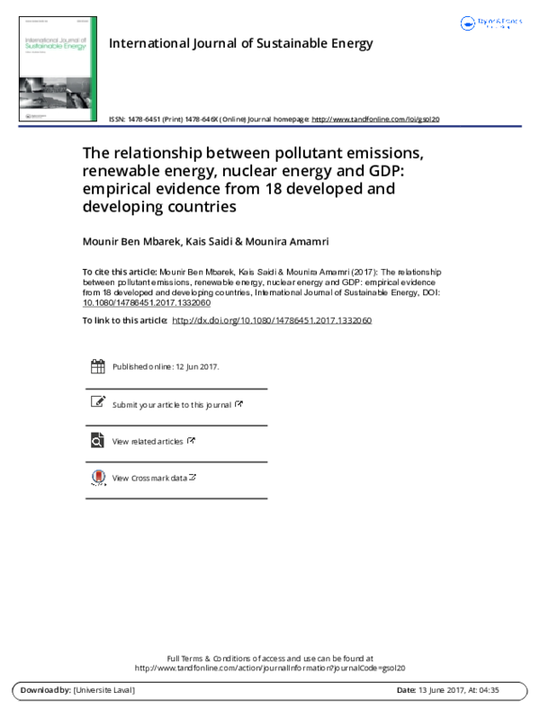 (PDF) The relationship between pollutant emissions, renewable energy ...