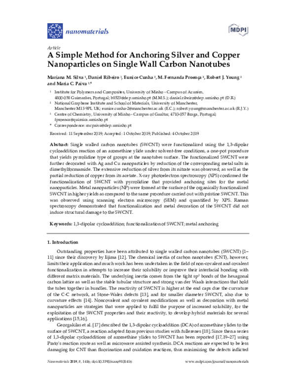 (PDF) A Simple Method for Anchoring Silver and Copper Nanoparticles on ...