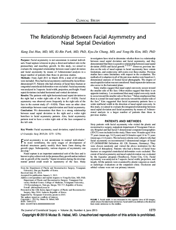 (PDF) The Relationship Between Facial Asymmetry and Nasal Septal Deviation
