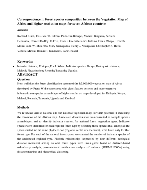 (PDF) Correspondence in forest species composition between the ...
