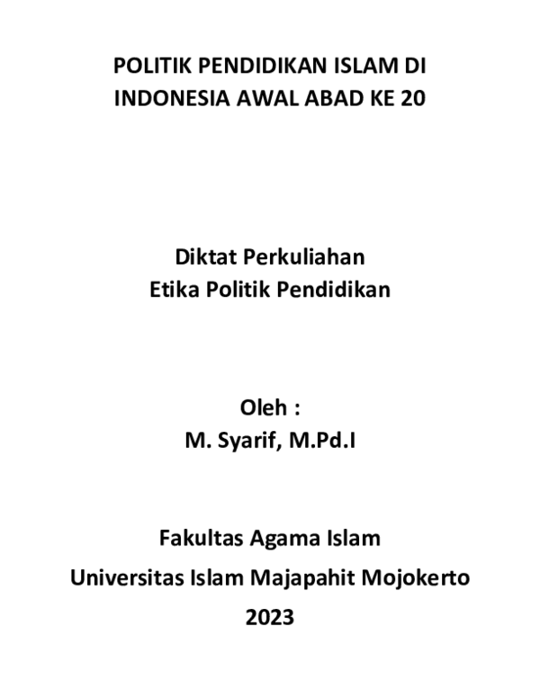 (PDF) DIKTAT PERKULIAHAN ETIKA POLITIK PENDIDIKAN
