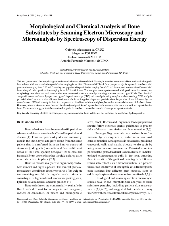 (PDF) Morphological and chemical analysis of bone substitutes by ...