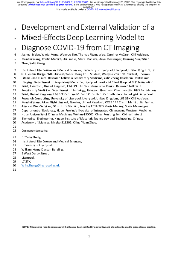 (PDF) Development and External Validation of a Mixed-Effects Deep ...