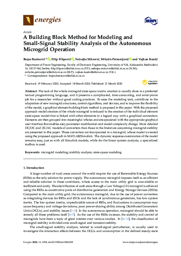 (PDF) A Building Block Method for Modeling and Small-Signal Stability ...