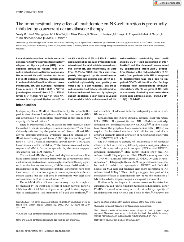 (PDF) The immunostimulatory effect of lenalidomide on NK-cell function ...