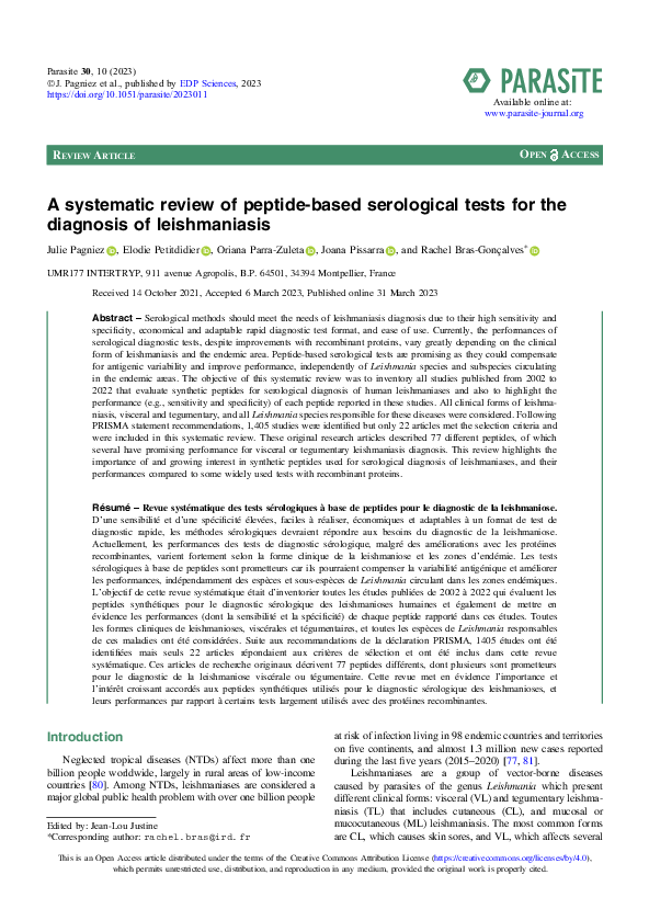 (PDF) A systematic review of peptide-based serological tests for the ...