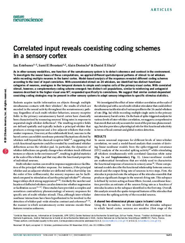 (PDF) Correlated input reveals coexisting coding schemes in a sensory ...
