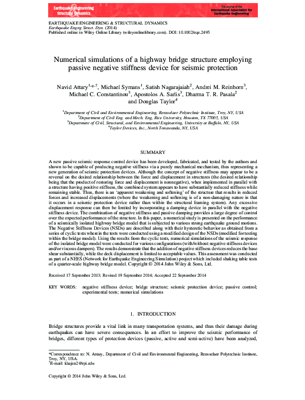 (PDF) Numerical simulations of a highway bridge structure employing ...
