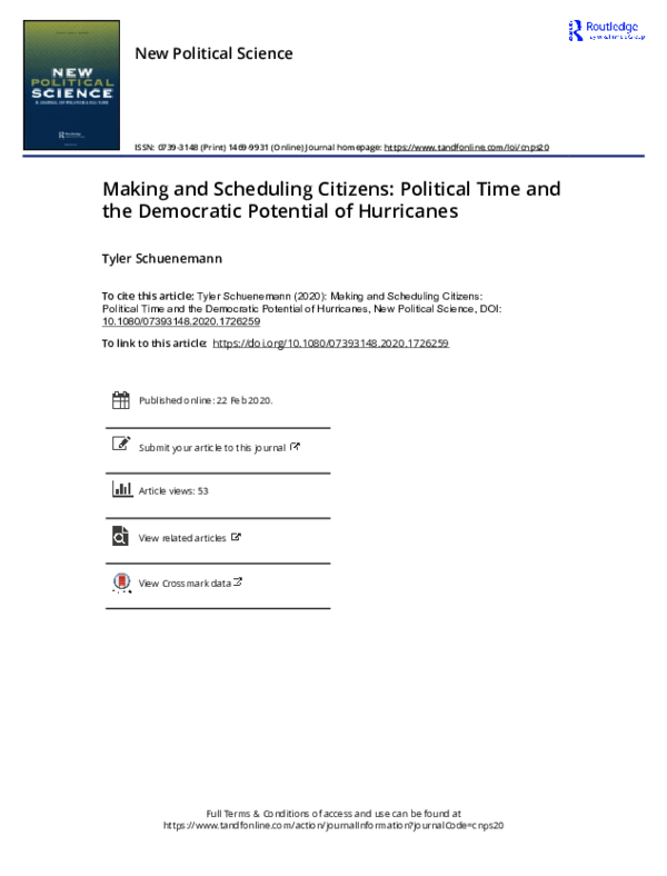(PDF) Making and Scheduling Citizens: Political Time and the Democratic ...