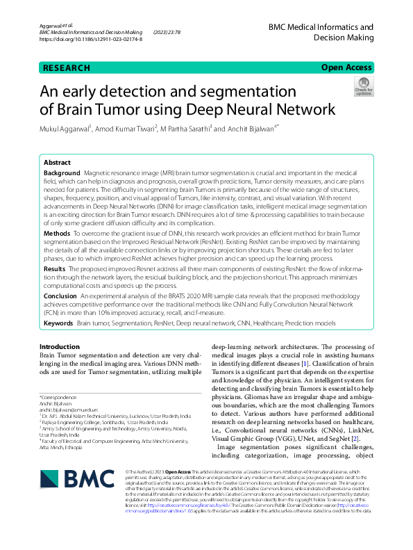 (PDF) An early detection and segmentation of Brain Tumor using Deep ...