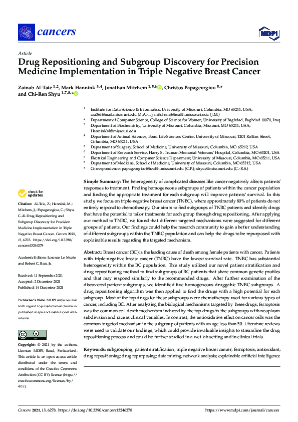 (PDF) Drug Repositioning and Subgroup Discovery for Precision Medicine ...