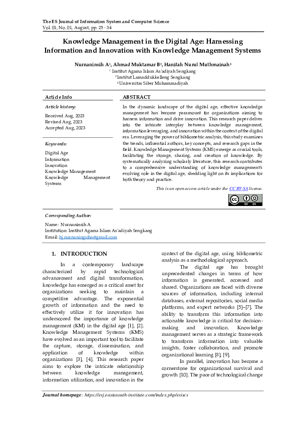 (PDF) Knowledge Management in the Digital Age: Harnessing Information ...
