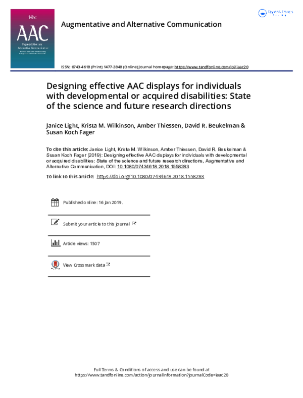 (PDF) Designing effective AAC displays for individuals with ...