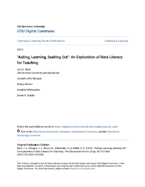 (PDF) “Asking, Learning, Seeking Out”: An Exploration of Data Literacy ...