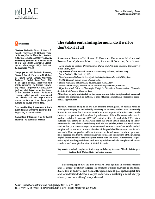 (PDF) The Salafia embalming formula: do it well or don't do it at all