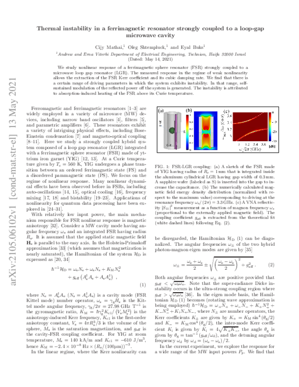 (PDF) Thermal instability in a ferrimagnetic resonator strongly coupled ...