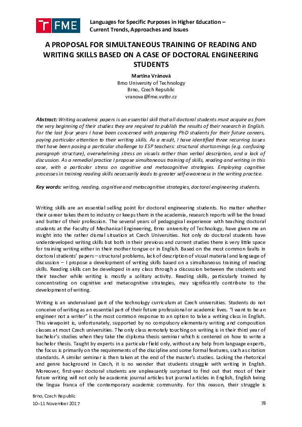 (PDF) A Proposal for Simultaneous Training of Reading and Writing ...