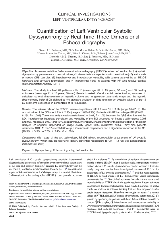 (PDF) Quantification of Left Ventricular Systolic Dyssynchrony by Real ...