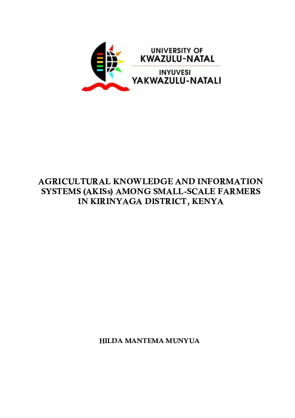 (PDF) Agricultural Knowledge and Information Systems