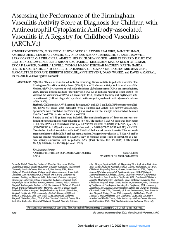 (PDF) Assessing the Performance of the Birmingham Vasculitis Activity ...