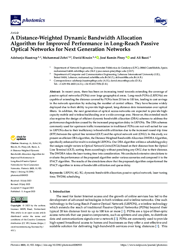 (PDF) A Distance-Weighted Dynamic Bandwidth Allocation Algorithm for ...