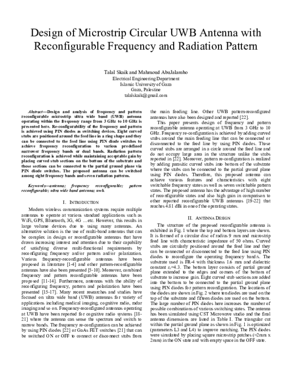 (PDF) Design of Microstrip Circular UWB Antenna with Reconfigurable ...