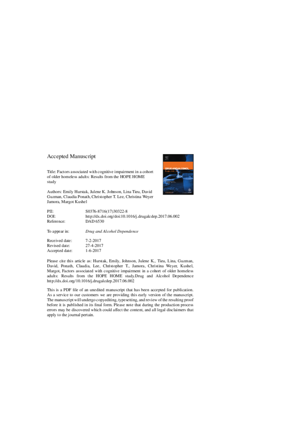 (PDF) Factors associated with cognitive impairment in older adults: A ...