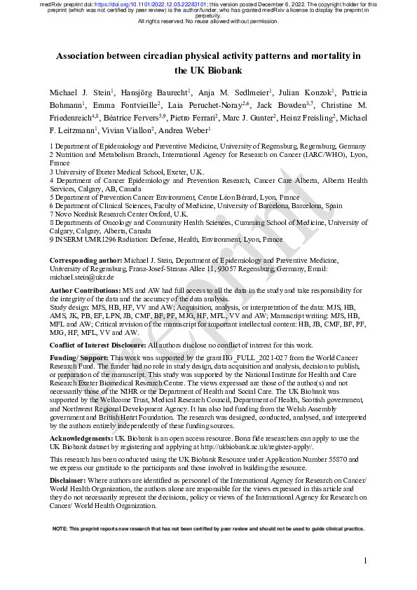 (PDF) Association between circadian physical activity patterns and ...