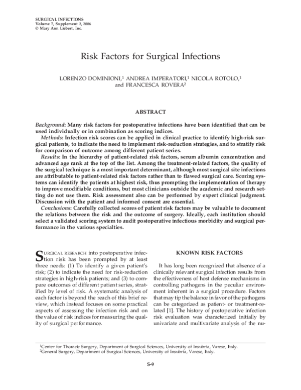 (PDF) Risk Factors for Surgical Infections