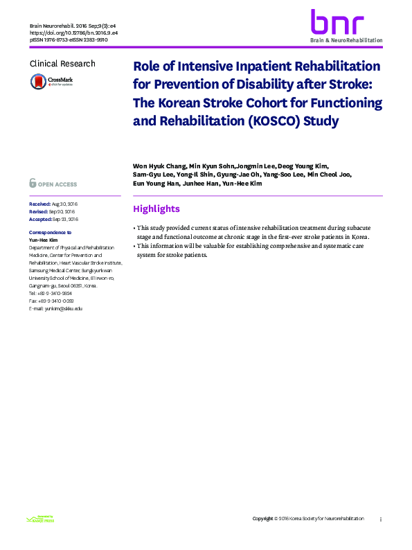 (PDF) Role of Intensive Inpatient Rehabilitation for Prevention of ...