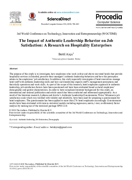 (PDF) The Impact of Authentic Leadership Behavior on Job Satisfaction ...