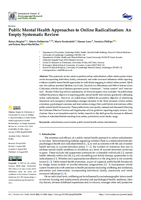 (PDF) Public Mental Health Approaches to Online Radicalisation: A ...