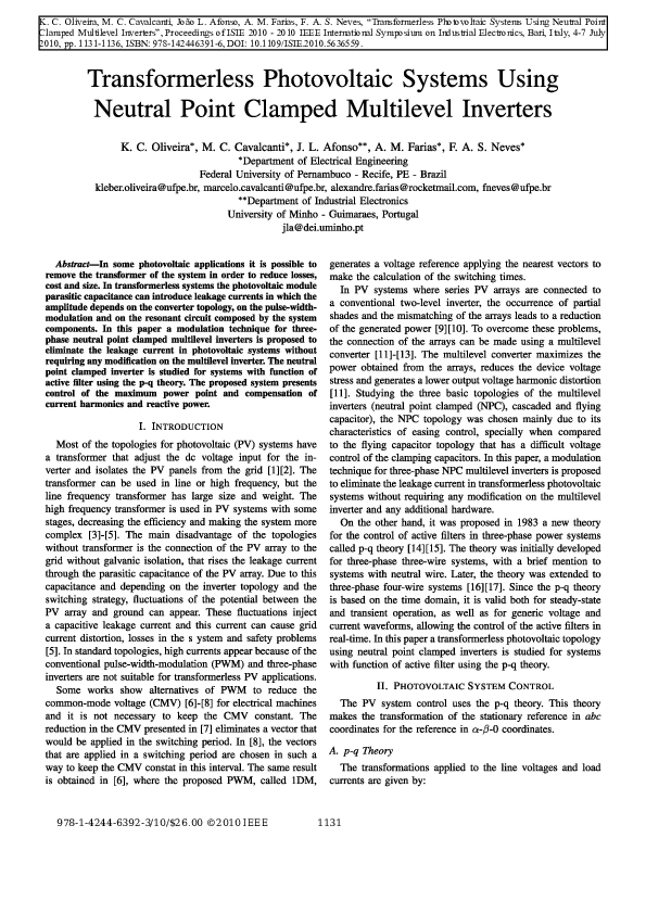 (PDF) Transformerless photovoltaic systems using neutral point clamped ...
