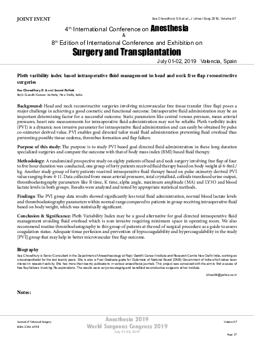 (PDF) Pleth varibility index based intraoperative fluid management in ...