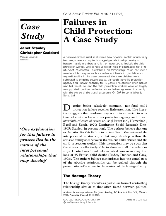 (PDF) Failures in Child Protection: A Case Study