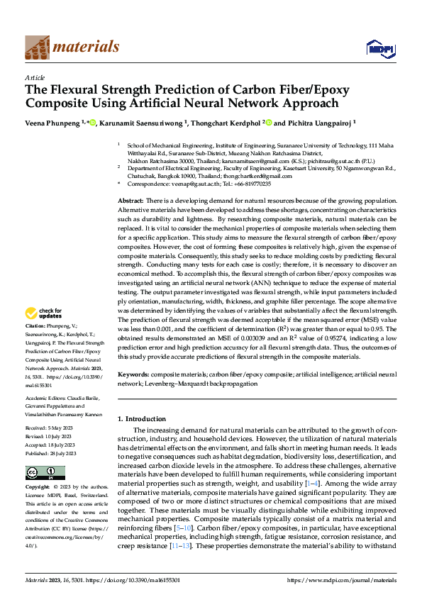 (PDF) The Flexural Strength Prediction of Carbon Fiber/Epoxy Composite ...