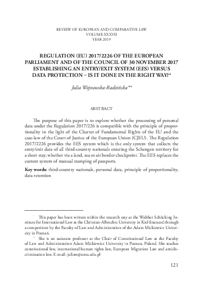 (PDF) Regulation (EU) 2017/2226 of the European Parliament and of the ...