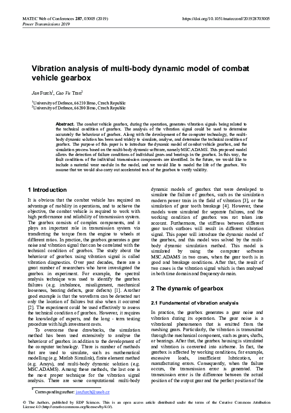 (PDF) Vibration analysis of multibody dynamic model of combat vehicle