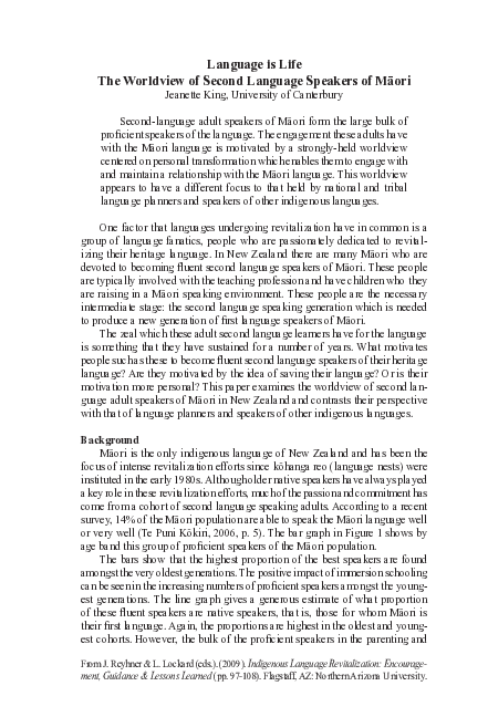 (PDF) Language is Life The Worldview of Second Language Speakers of Māori