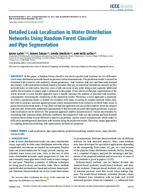 (PDF) Detailed Leak Localization in Water Distribution Networks Using ...