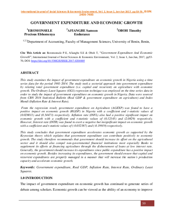 (PDF) GOVERNMENT EXPENDITURE AND ECONOMIC GROWTH