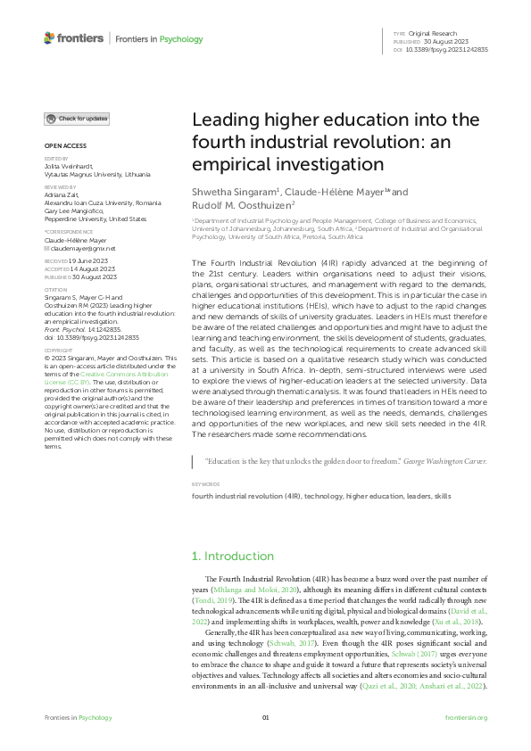 (PDF) Leading higher education into the fourth industrial revolution ...
