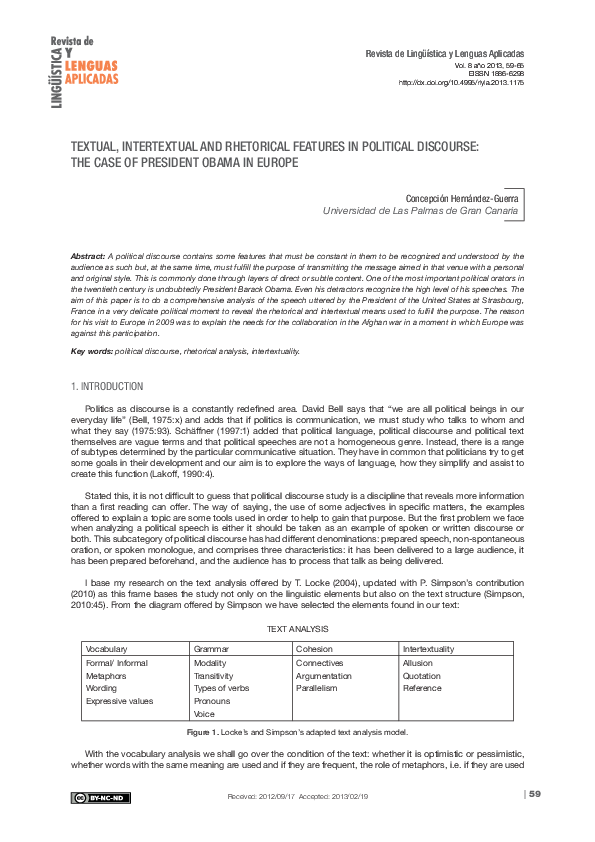 (PDF) Textual, intertextual and rhetorical features in political ...
