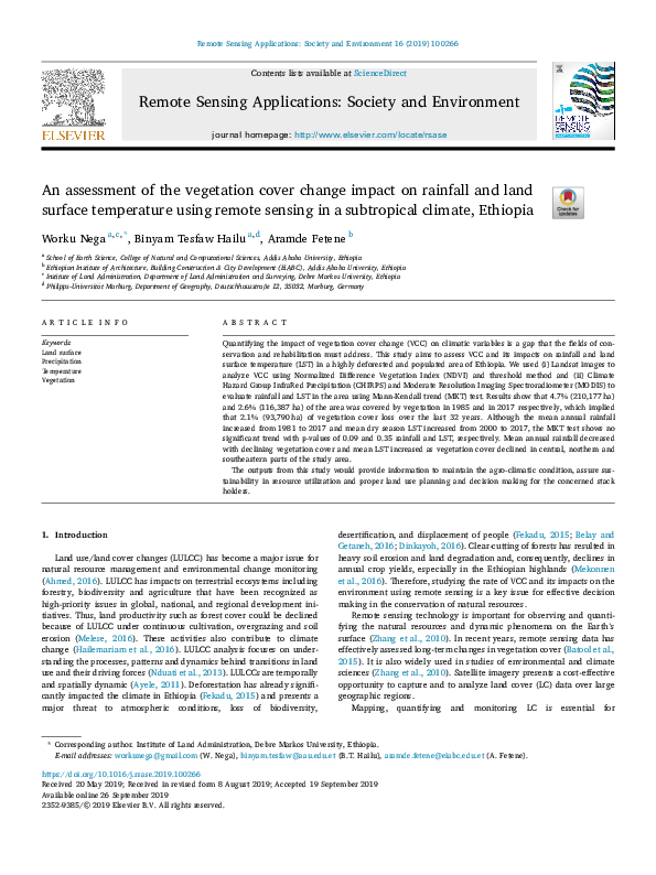 (PDF) An assessment of the vegetation cover change impact on rainfall ...