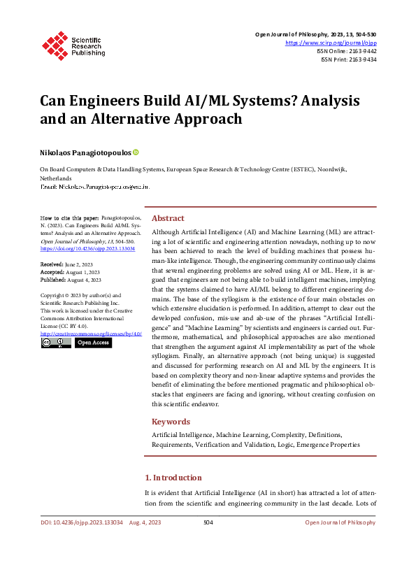 (PDF) Can Engineers Build AI/ML Systems? Analysis and an Alternative ...