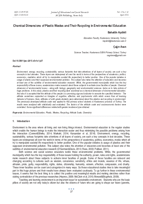 (PDF) Chemical Dimensions of Plastic Wastes and Their Recycling in ...