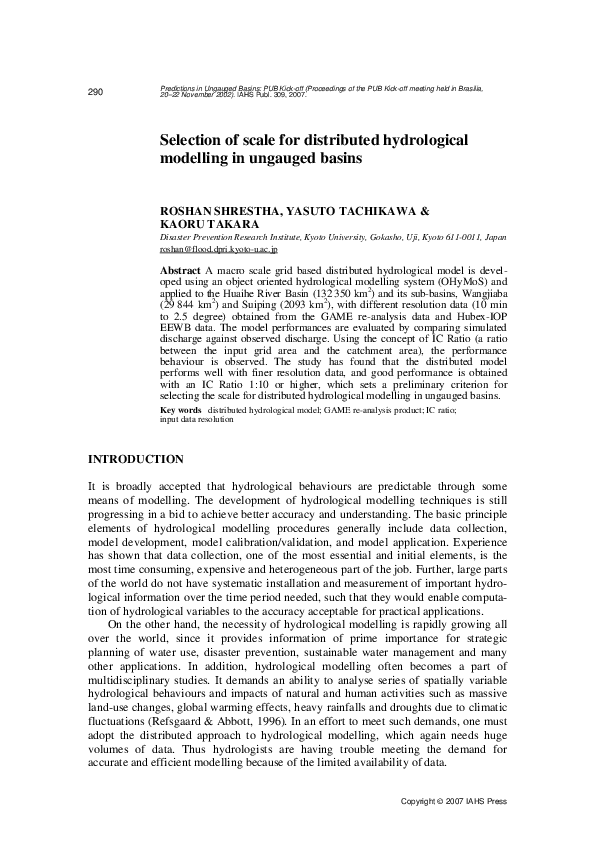 (PDF) Selection of scale for distributed hydrological modelling in ...